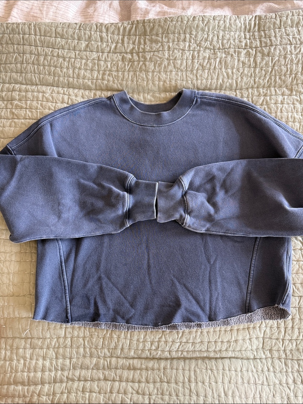 Abercrombie & Fitch Vintage Wash Blue Cropped Crewneck Sweatshirt